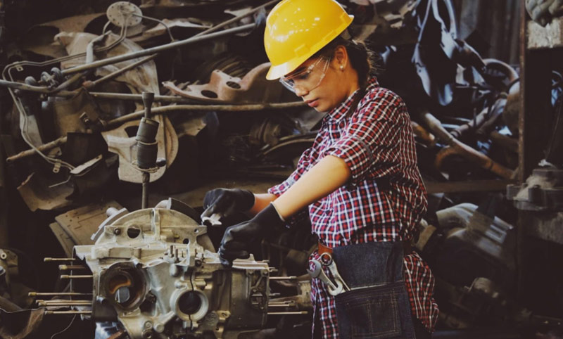 woman working with metal